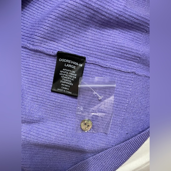 Revolve One Grey Day OGD Ribbed Sweater Dress Long Sleeve, Button Down Purple L - Picture 7 of 8